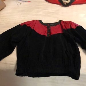 Custom made leather and suede pullover